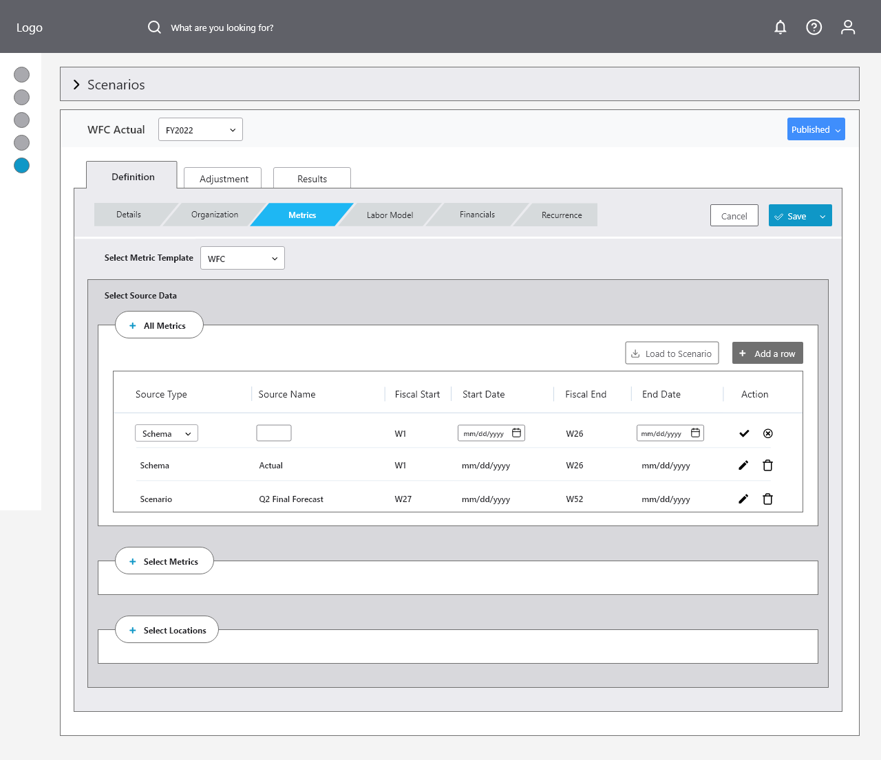 All metrics with new row